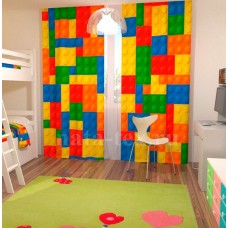 Фотошторы для детской комнаты с эффектом объемного рисунка 3D Лего 155*270см